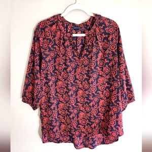 TOMMY HILFIGER - L - BLACK & RED FLORAL BLOUSE